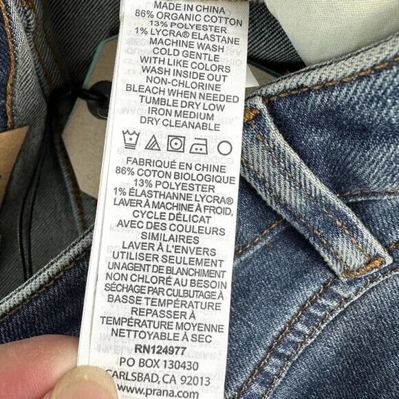 Prana Sienna Jeans 2/26 Short Inseam 29 Stretch Denim Color True Blue NEW - Picture 8 of 10